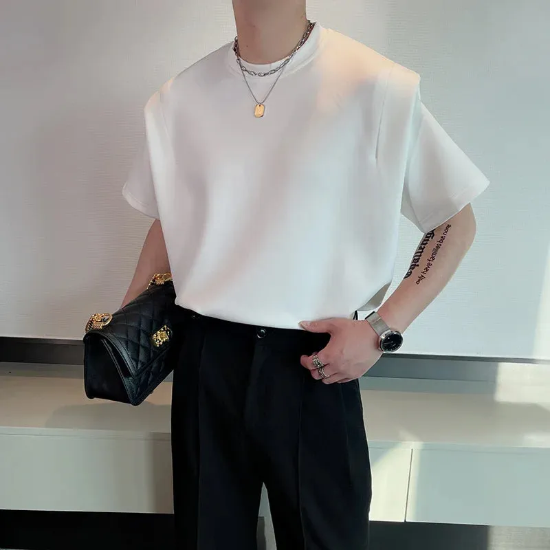 BONSIR   -  Summer Short Sleeve T-shirt Men Fashion Black White Oversized T Shirt Men Streetwear Korean Loose Round Neck Tshirt Mens Top