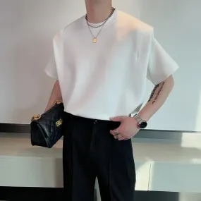BONSIR   -  Summer Short Sleeve T-shirt Men Fashion Black White Oversized T Shirt Men Streetwear Korean Loose Round Neck Tshirt Mens Top