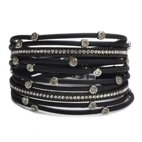 Bracelets for Women Leather Wrap Bracelet Stud Beads Crystal Cuff Bracelets Jewelry for Ladies Girls birthday gifts for Girlfriend