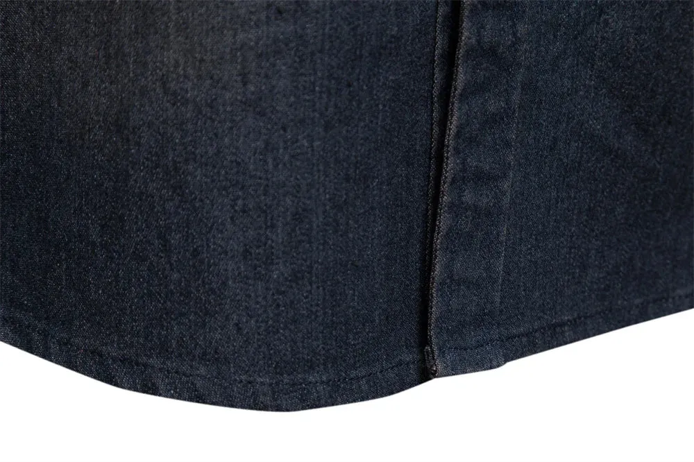 Brand Elastic Cotton Denim Shirt Men's Long Sleeve Cowboy Shirts Casual Slim Fit Designer Clothing
