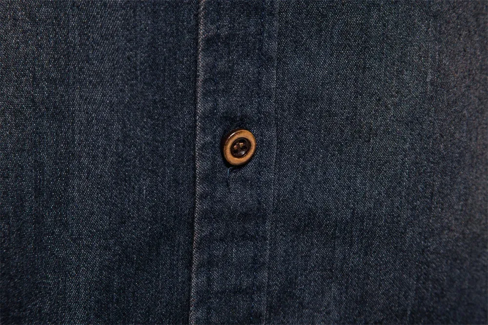 Brand Elastic Cotton Denim Shirt Men's Long Sleeve Cowboy Shirts Casual Slim Fit Designer Clothing