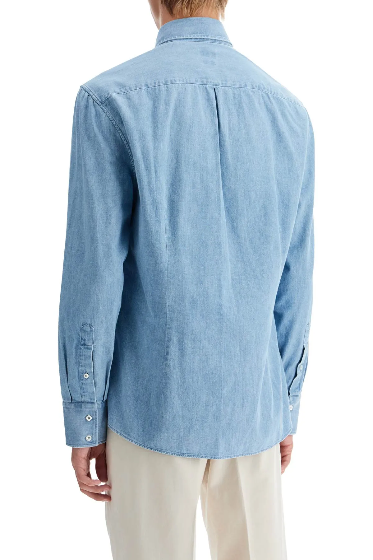Brunello Cucinelli Men's Lightweight Slim Fit Denim Shirt