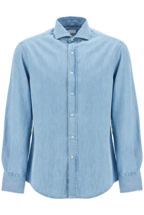 Brunello Cucinelli Men's Lightweight Slim Fit Denim Shirt