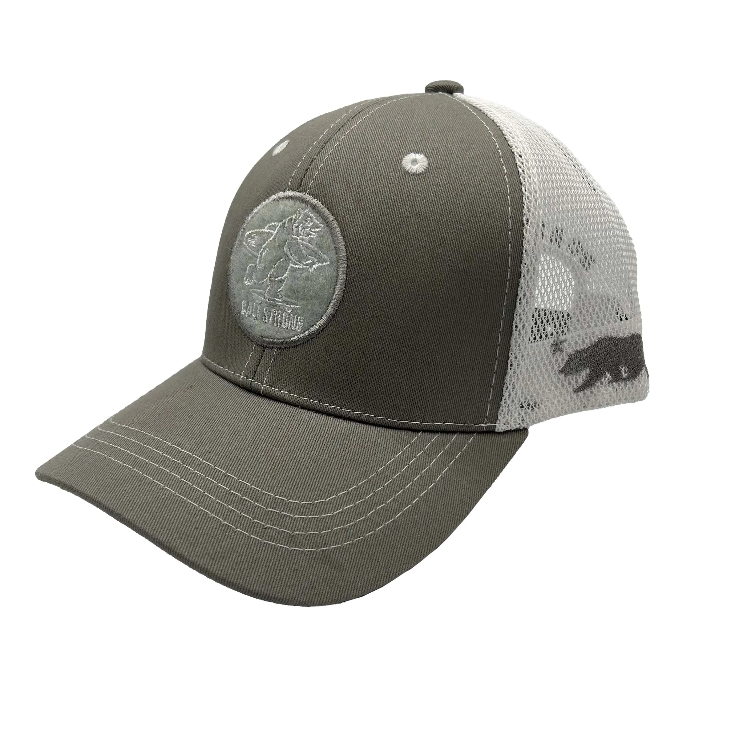 CALI Strong Classic Tactical Trucker Hat Morale Patch Grey White