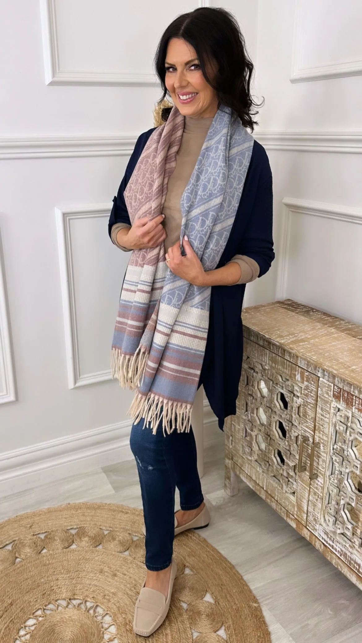 Callie Blue Pattern Scarf