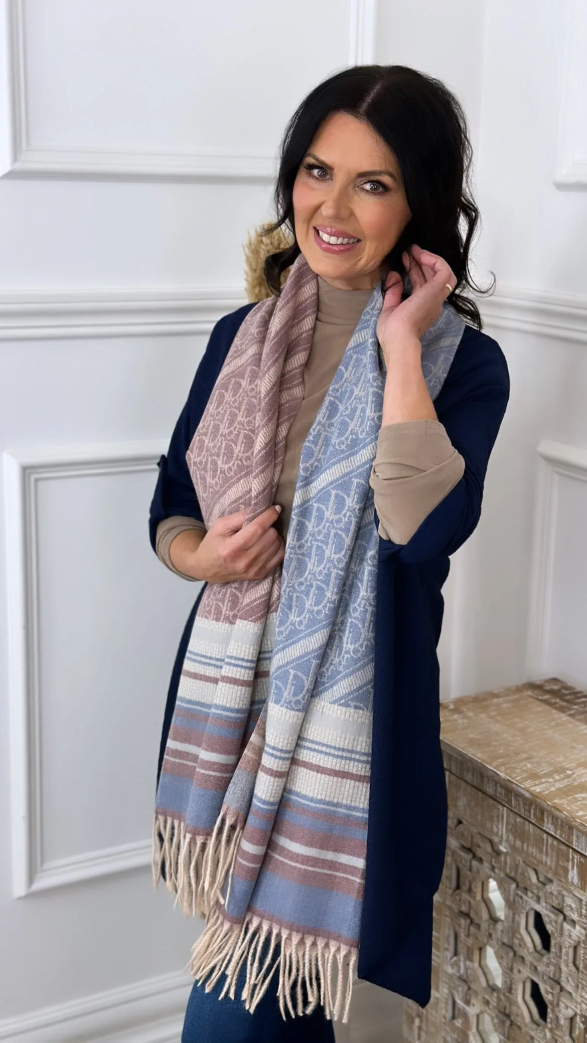 Callie Blue Pattern Scarf