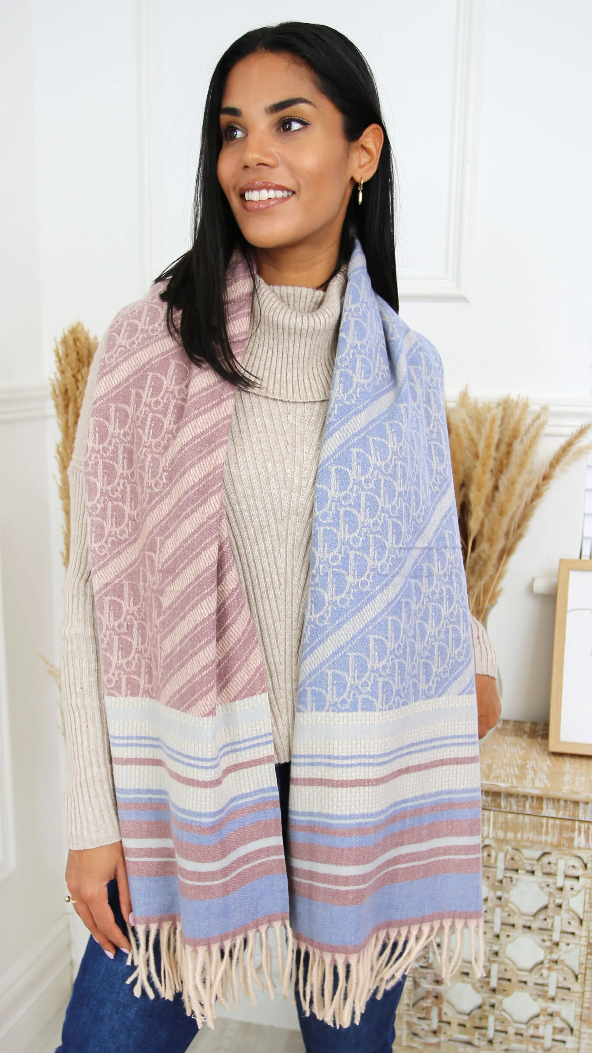 Callie Blue Pattern Scarf