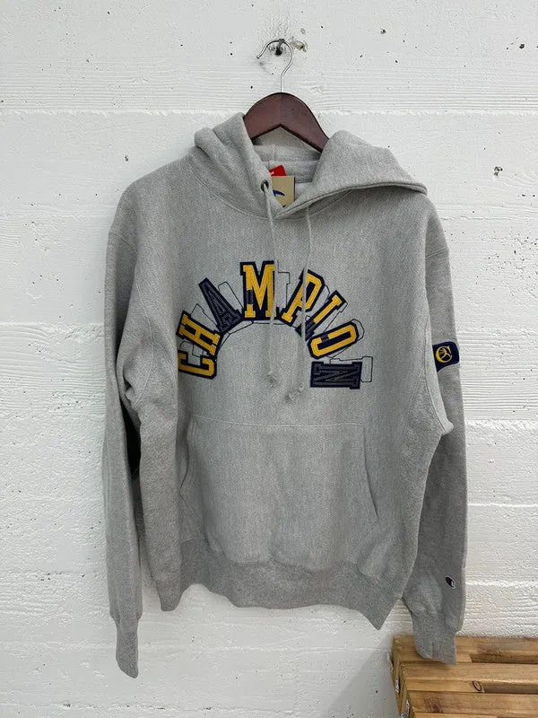 Champion Reverse Weave Hoodie Arch Logo Oxford Grey GF68 586DOB 1IC