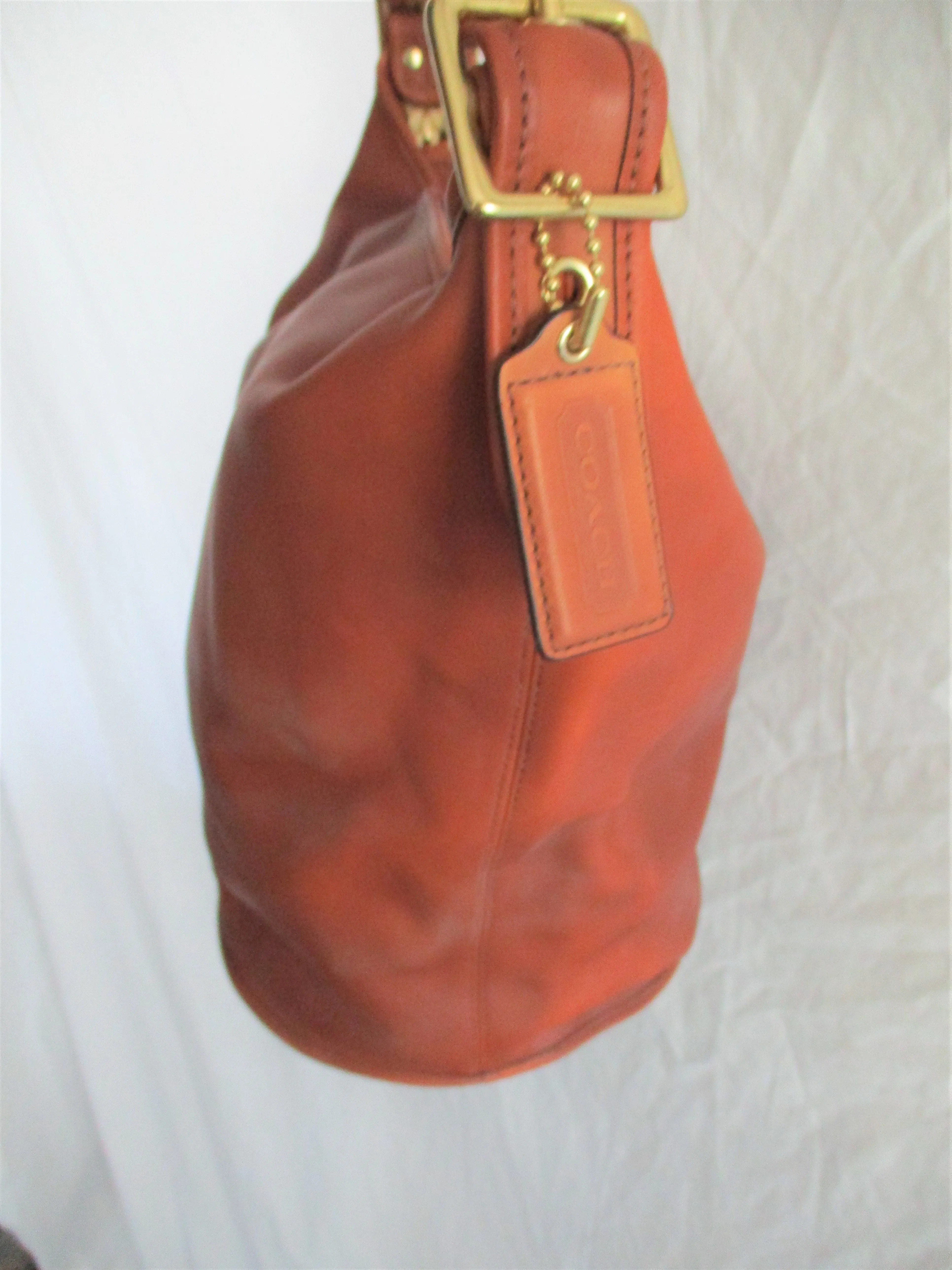 COACH 17998 Soft Leather Hobo Bucket Duffle Shoulder Bag Tote Shopper Purse BROWN