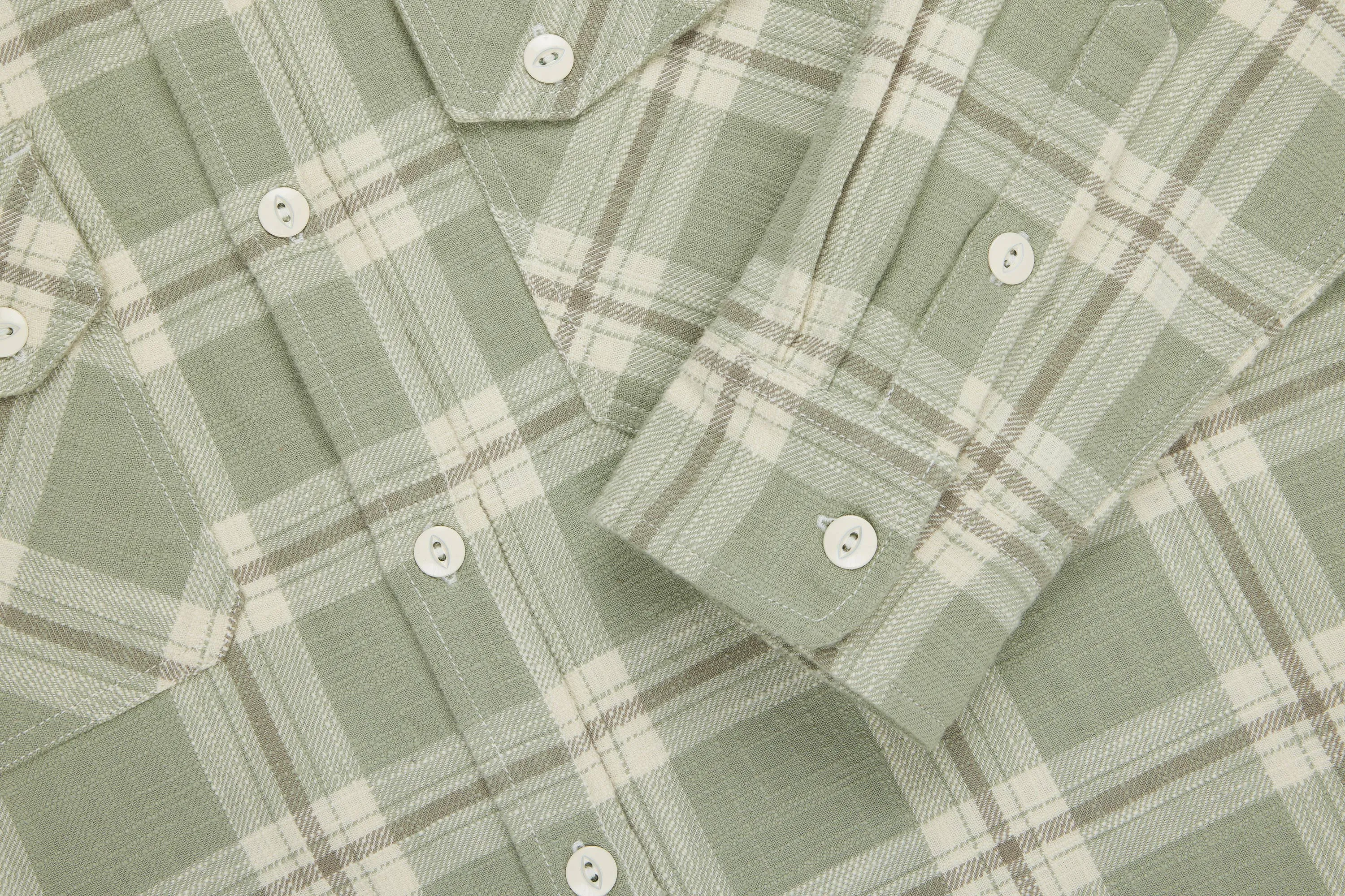Crosscut Flannel ~ Seafoam Slub Check