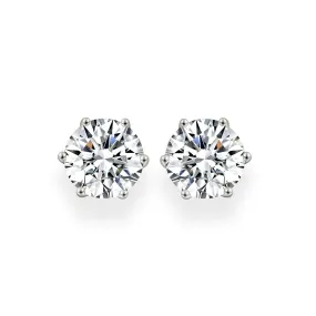 Diamond Crystalline 6 Prong Studs 4 Carat