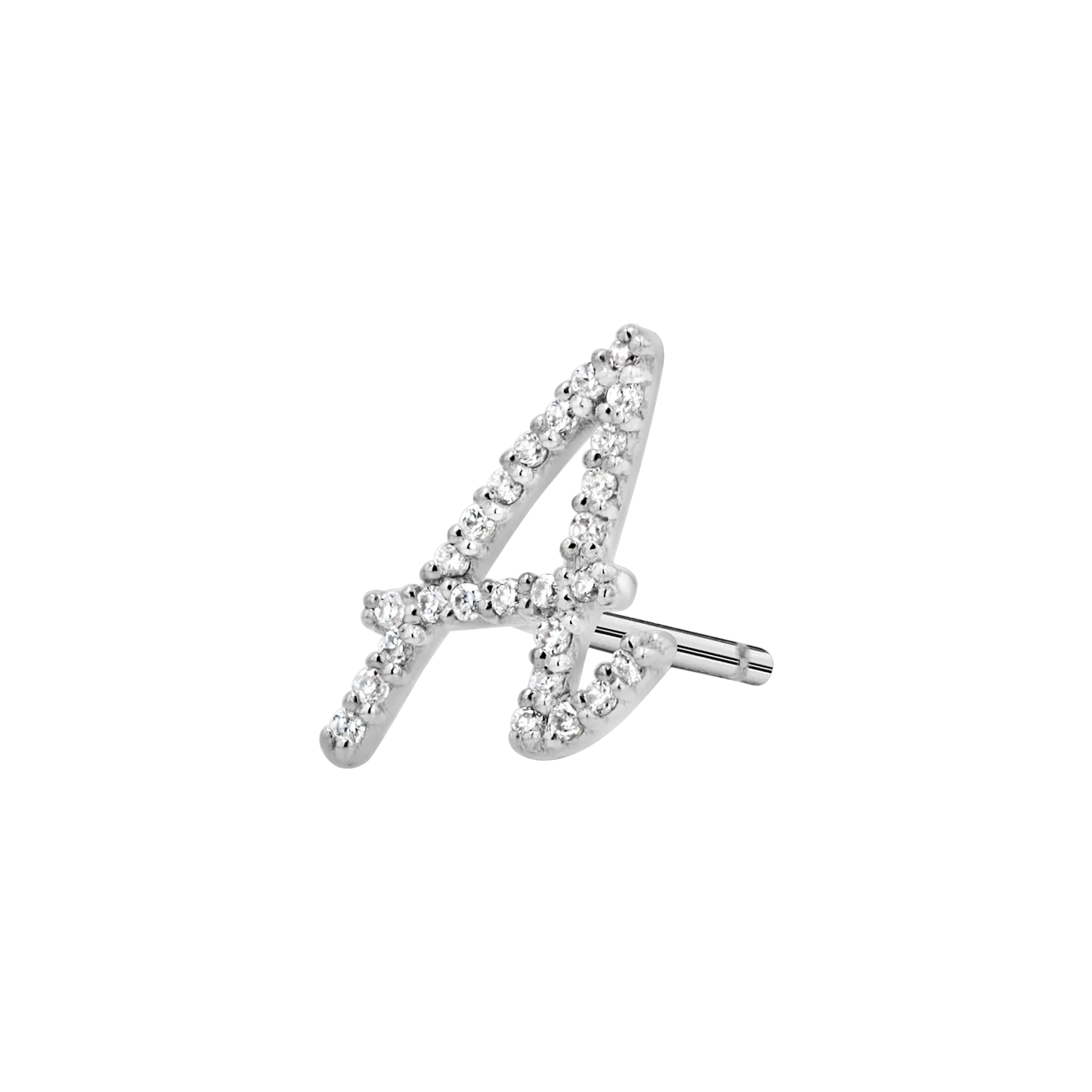 Diamond Pave Script Letter Stud