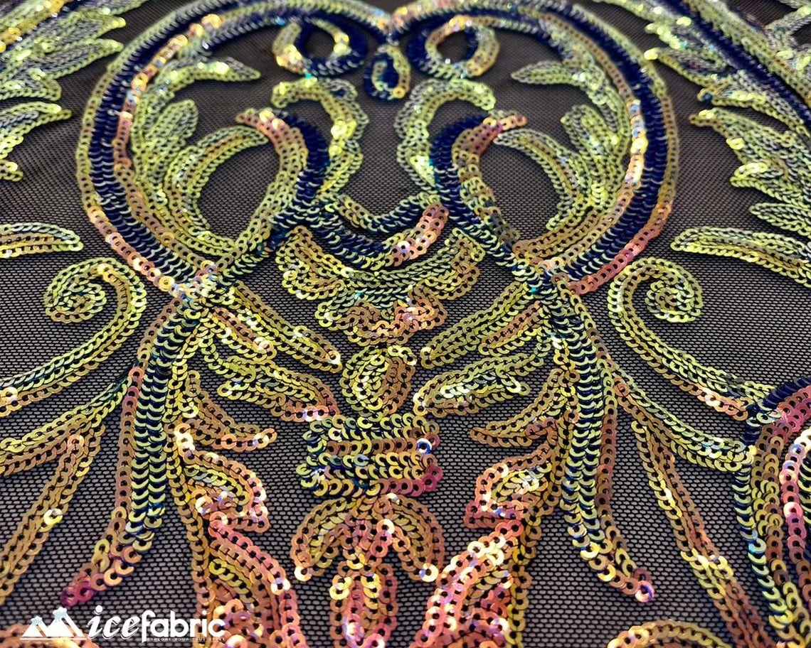 Diba Pink Geometric Stretch Sequin Fabric / Mesh Lace Fabric