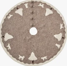 Dog Tree Skirt in Gray with White Trees