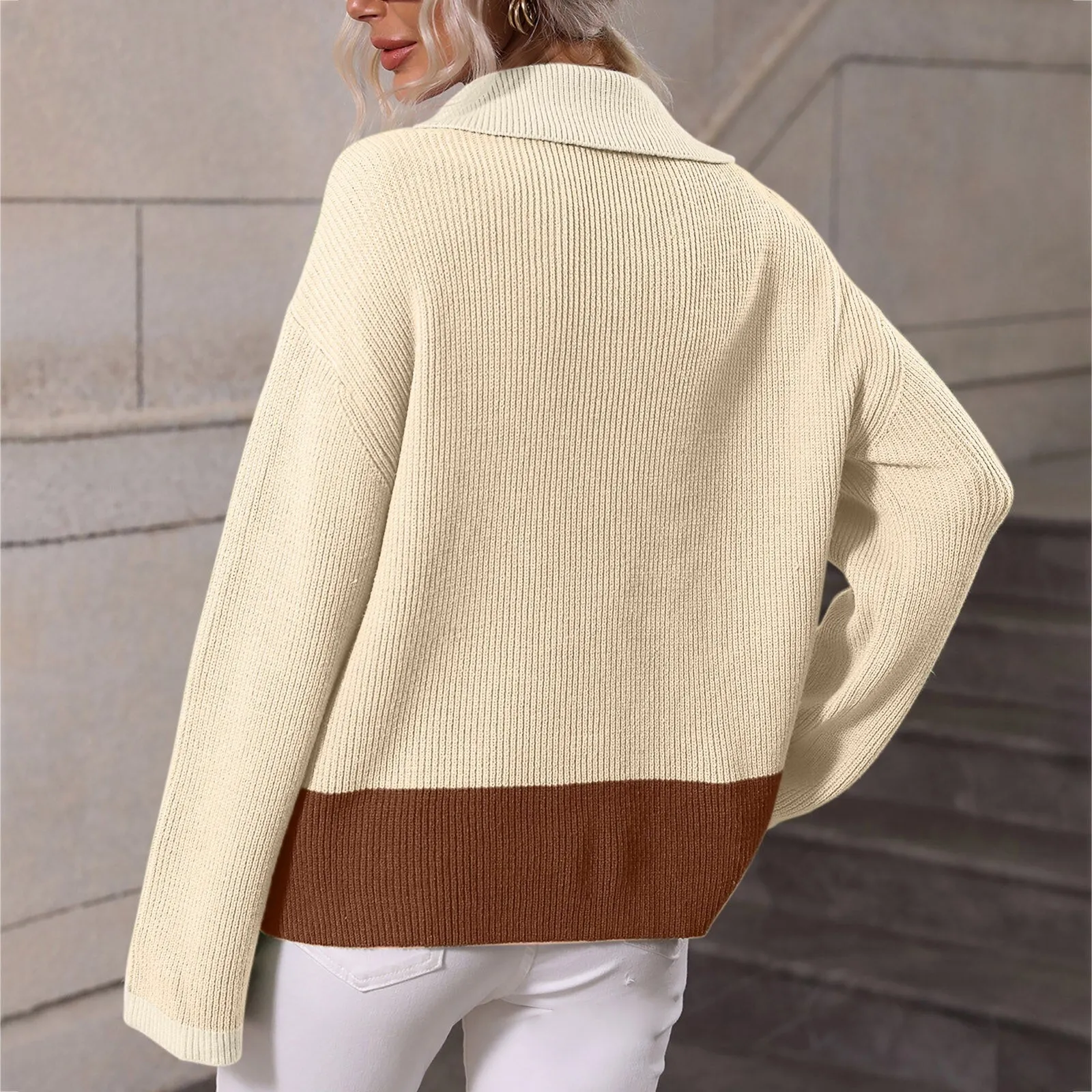 DressBetty - Color Matching Loose Warm Knitted Sweater