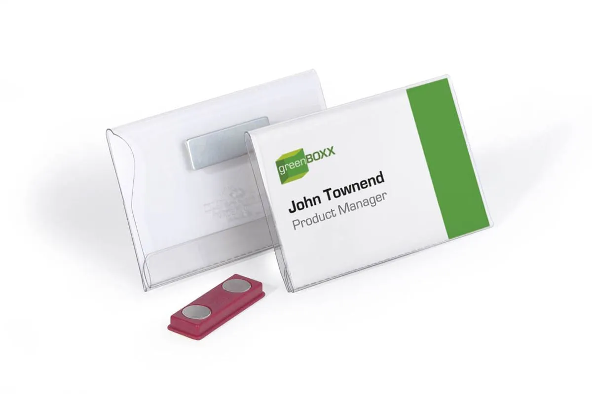 Durable Conference Magnet Name Tag Badge Holders   Inserts | 25 Pack | 54 x 90mm
