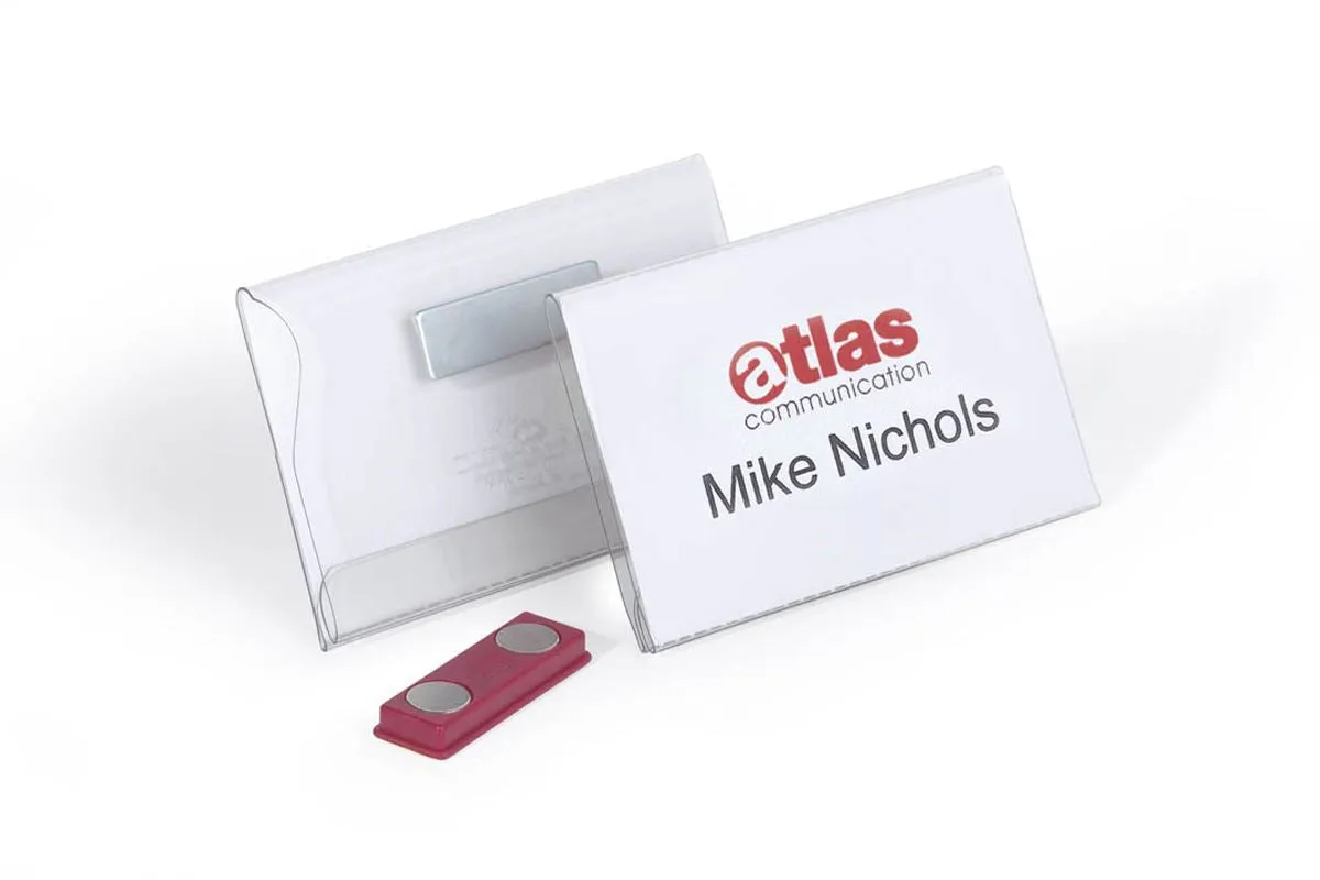 Durable Conference Magnet Name Tag Badge Holders   Inserts | 25 Pack | 54 x 90mm