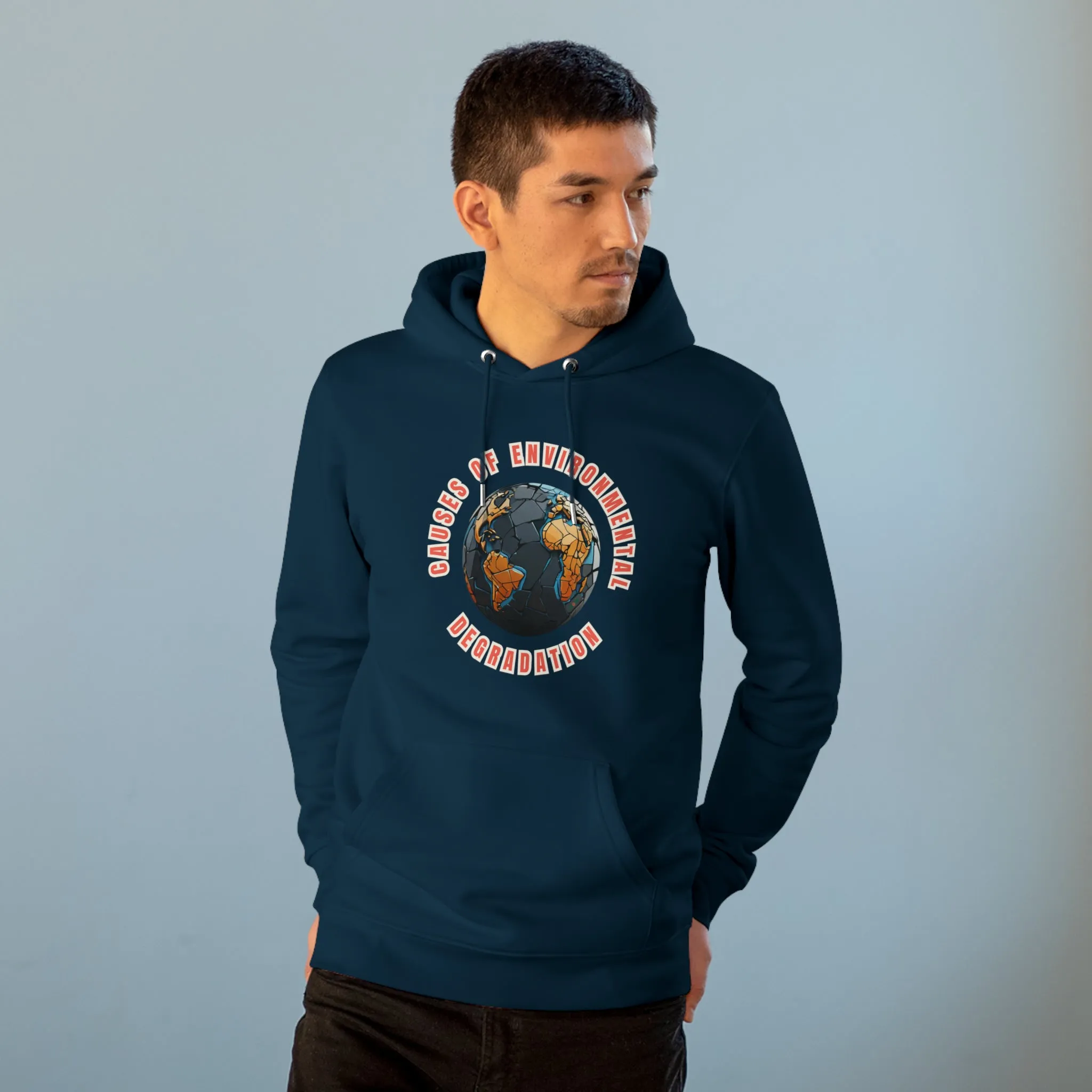 Eco-Friendly Organic - Unisex Cruiser Hoodie - Causes of Environmental Degradation graphic