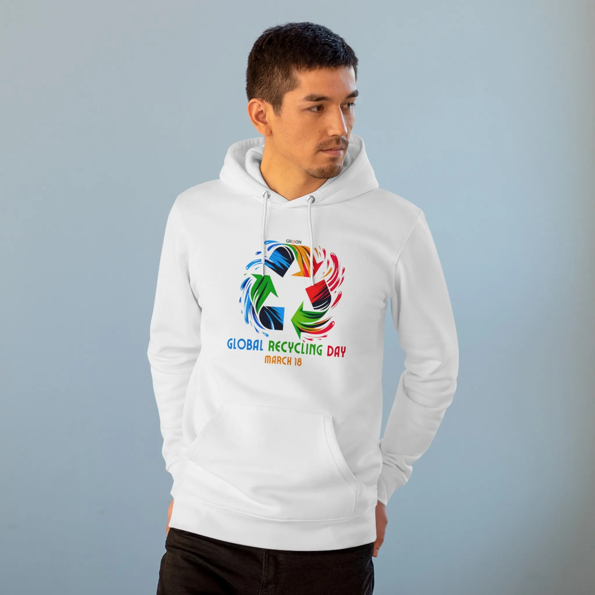 Eco-Friendly Organic - Unisex Cruiser Hoodie - Global Recycling Day graphic
