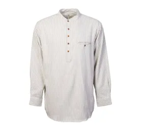 Green & Cream Stripe Cotton Grandfather Shirt