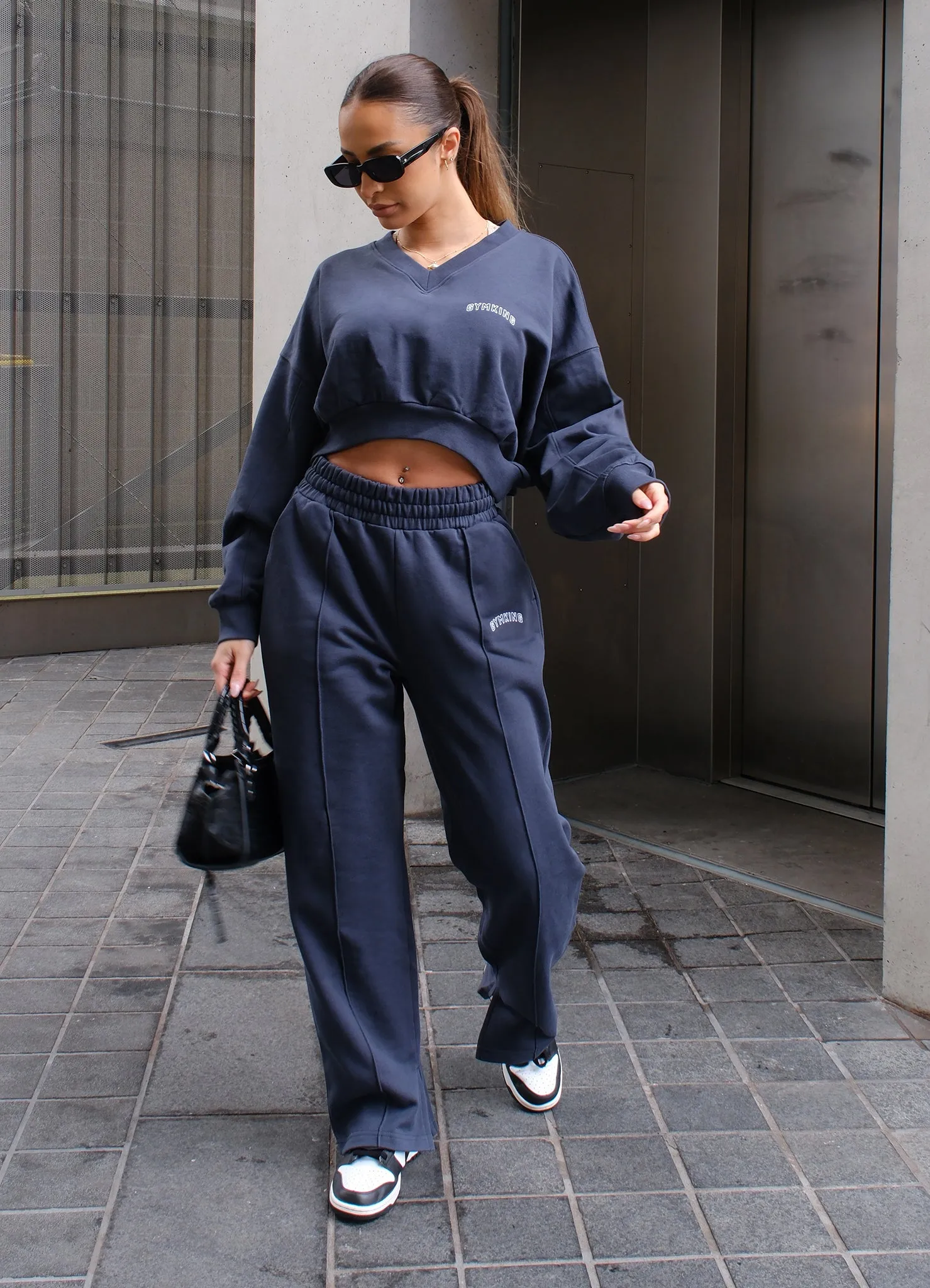 Gym King Refresh Crop Crew & Jogger - Deep Slate Blue