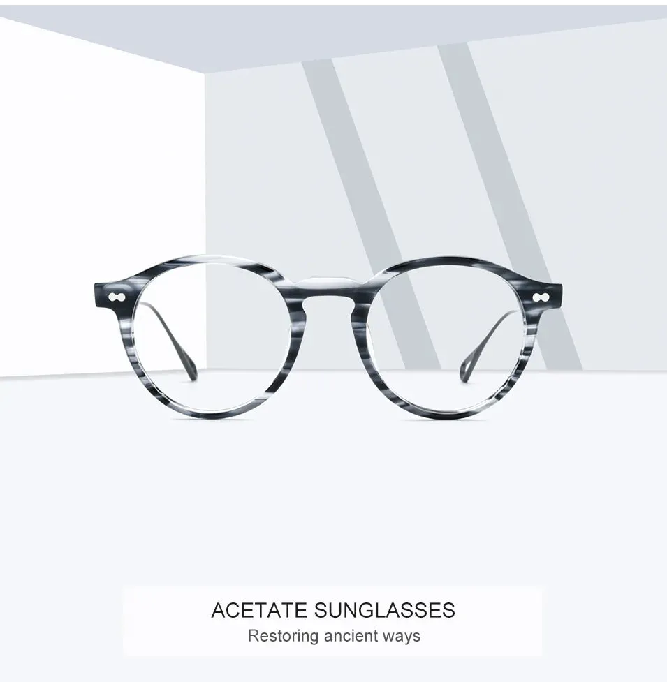 HEPIDEM Acetate Optical Eye Glasses Frame for Women Retro Vintage Round Eyeglasses Men Nerd Prescription Spectacles Eyewear 9121