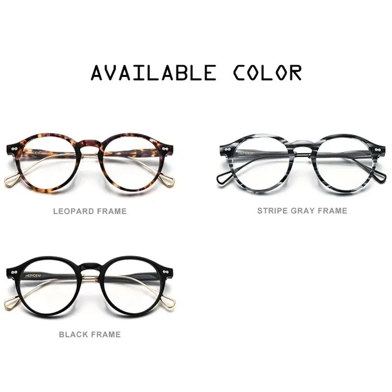 HEPIDEM Acetate Optical Eye Glasses Frame for Women Retro Vintage Round Eyeglasses Men Nerd Prescription Spectacles Eyewear 9121