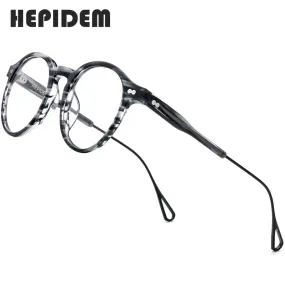 HEPIDEM Acetate Optical Eye Glasses Frame for Women Retro Vintage Round Eyeglasses Men Nerd Prescription Spectacles Eyewear 9121