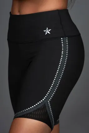 High Rise Bike Short in Black Stud