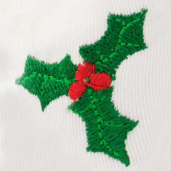 Holly Embroidered Lady Dog Bow