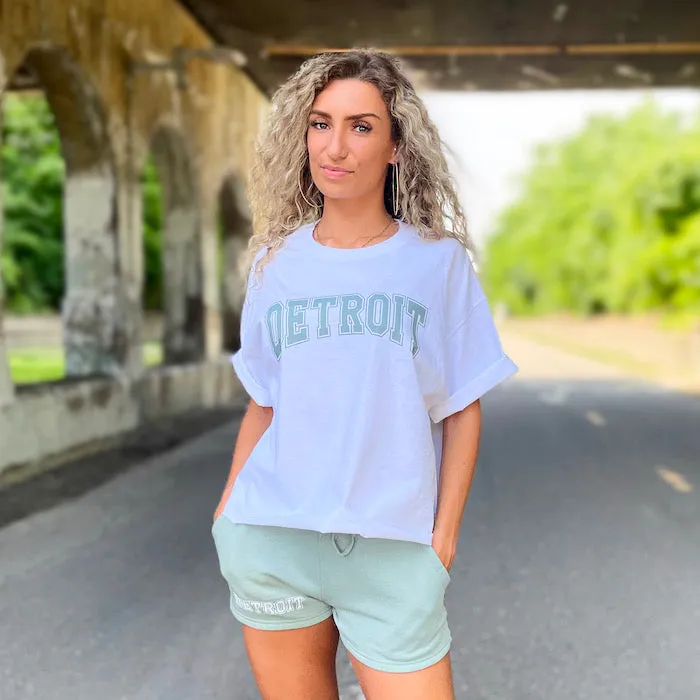 Ink Detroit Sage print Oversize Crop T-Shirt - White