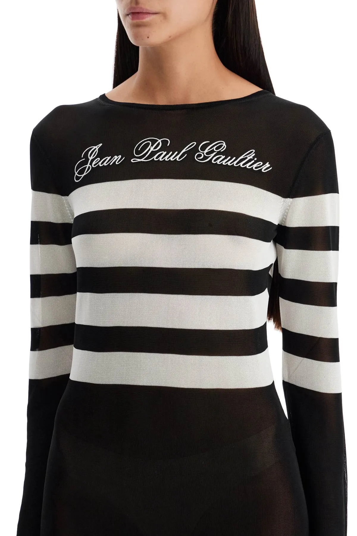 JEAN PAUL GAULTIER signature striped knit sailor dress