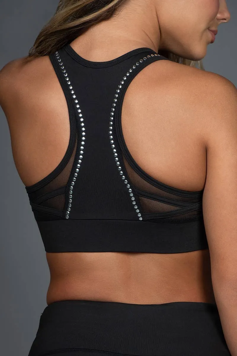 Knockout Sports Bra in Black Stud