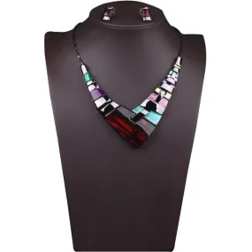 Ladies Multiple Splice Alloy Resin Necklace
