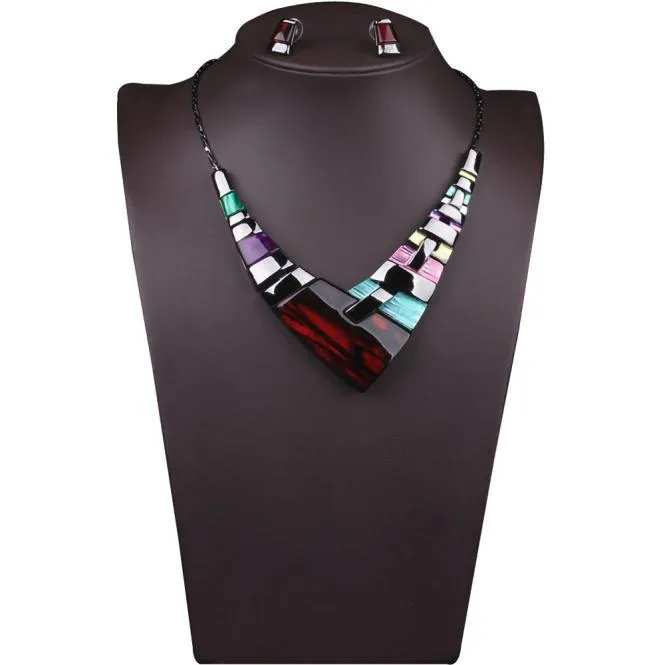 Ladies Multiple Splice Alloy Resin Necklace