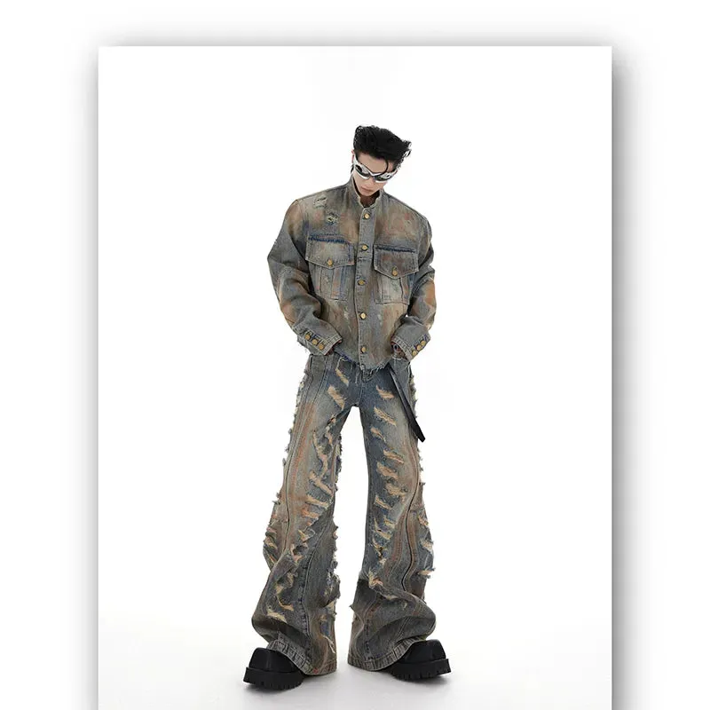 Men's Deconstructed Denim 2-Piece Set