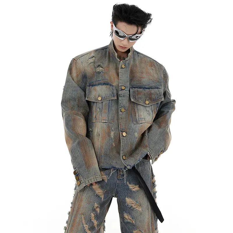 Men's Deconstructed Denim 2-Piece Set