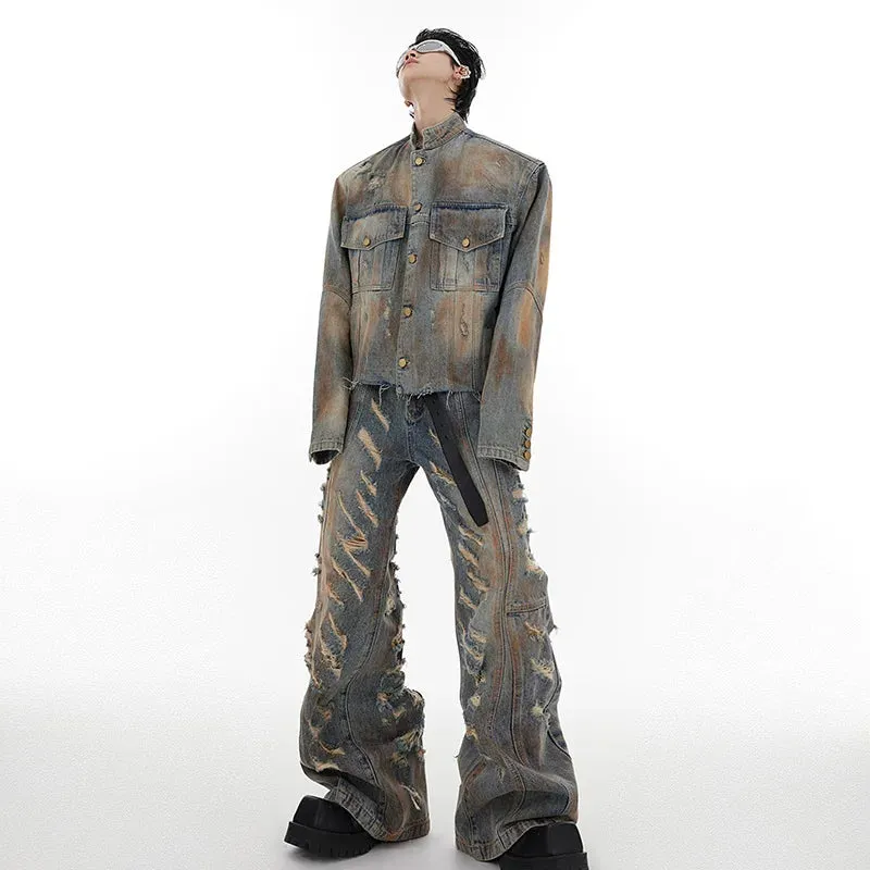 Men's Deconstructed Denim 2-Piece Set