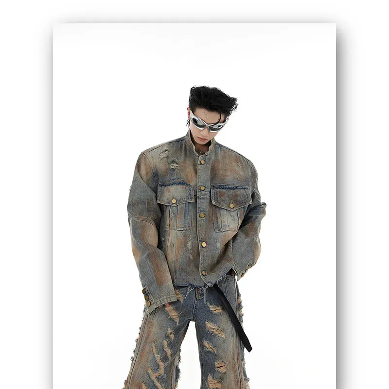Men's Deconstructed Denim 2-Piece Set