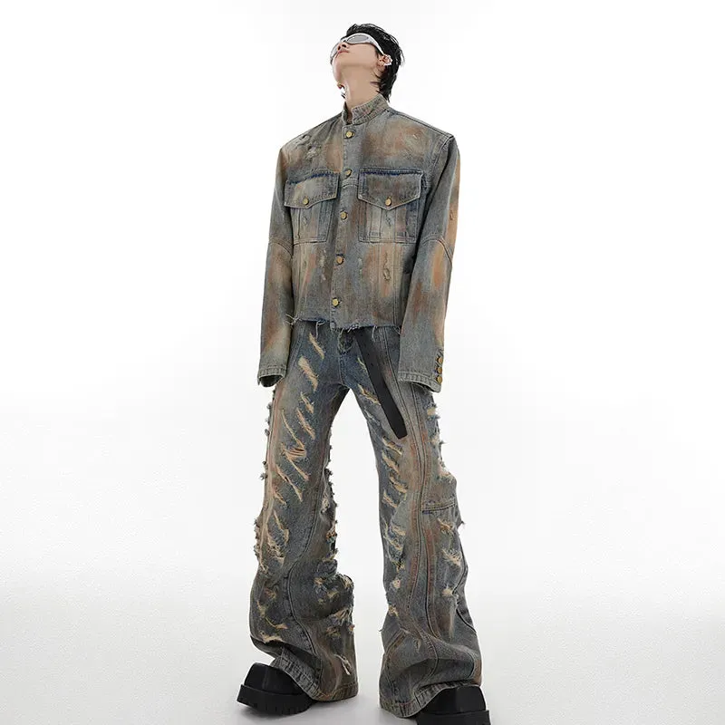 Men's Deconstructed Denim 2-Piece Set