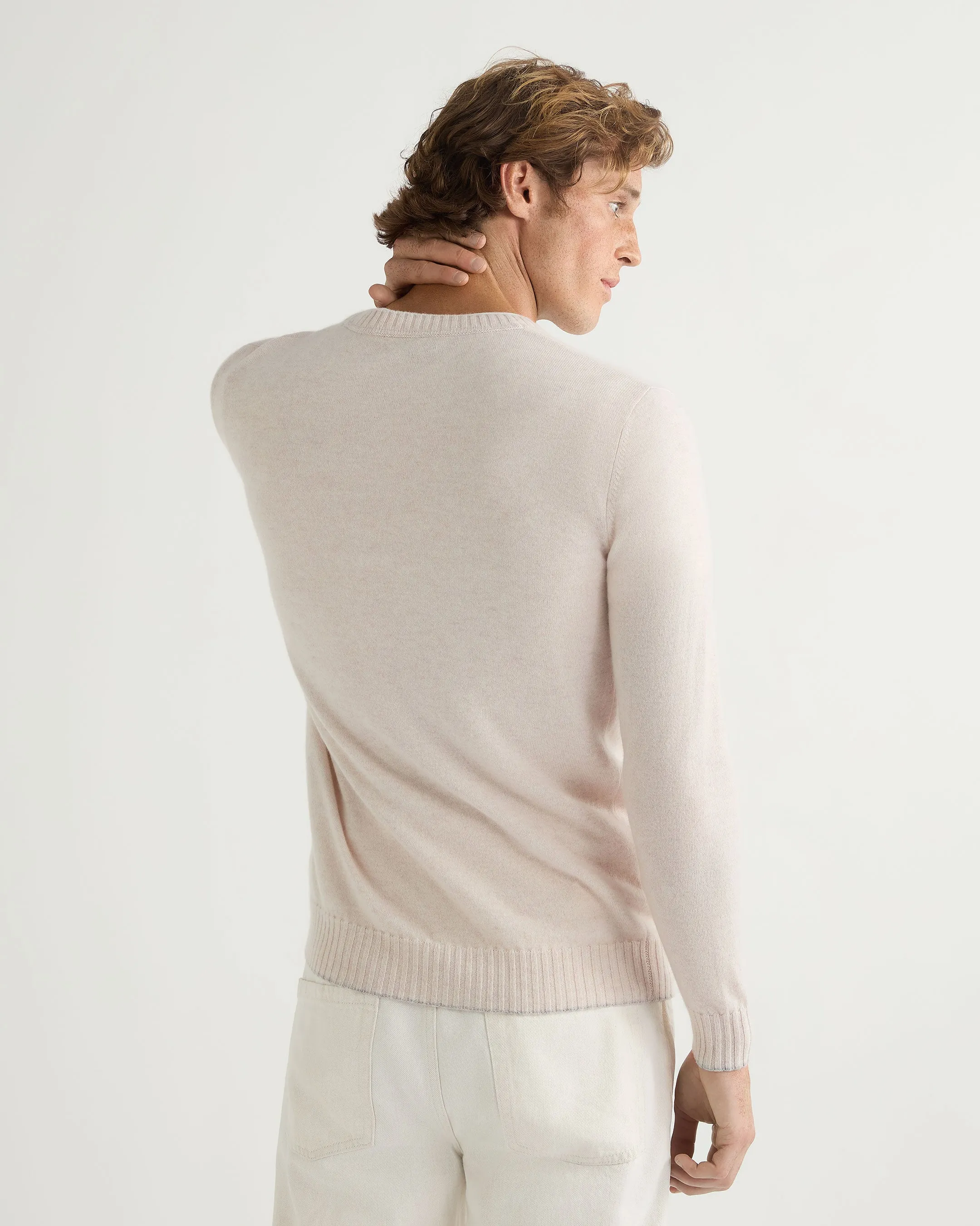 Men's Shoreditch Round Neck Cashmere Sweater Frost White