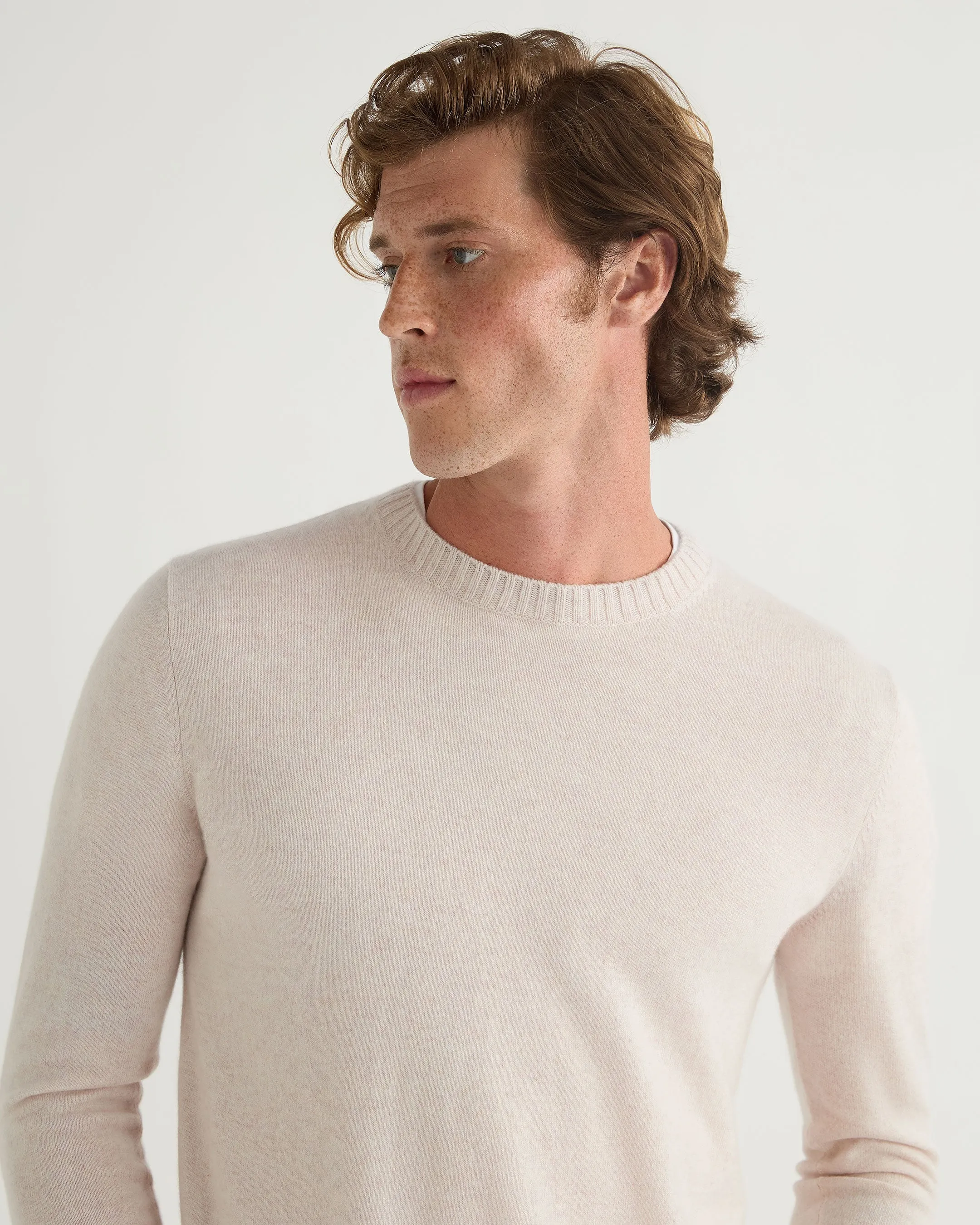 Men's Shoreditch Round Neck Cashmere Sweater Frost White