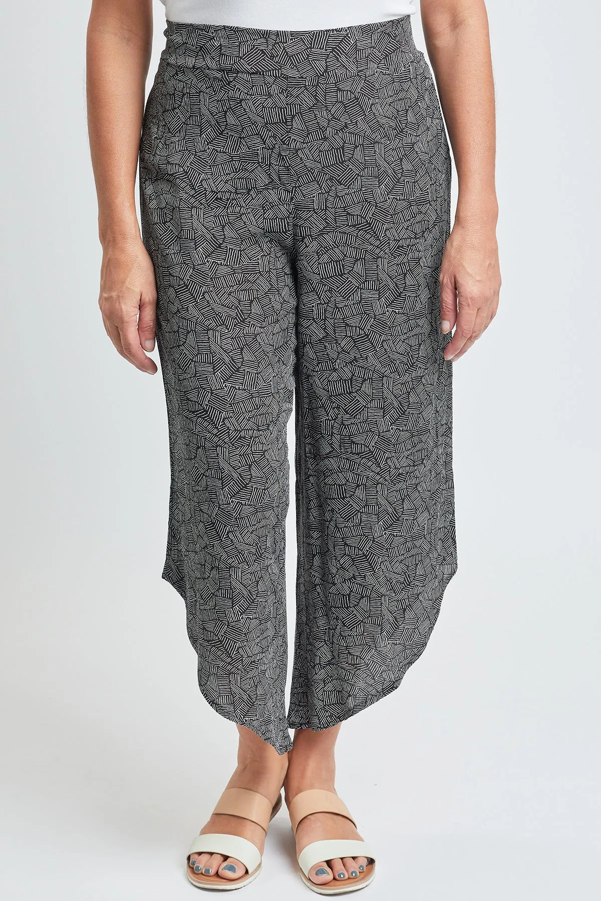 Missy Rayon Cropped Pants With Curved Hem , Pack Of 6