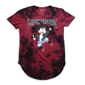 Misunderstood Goku Vintage Tie Dye Curved Hem Red Tee