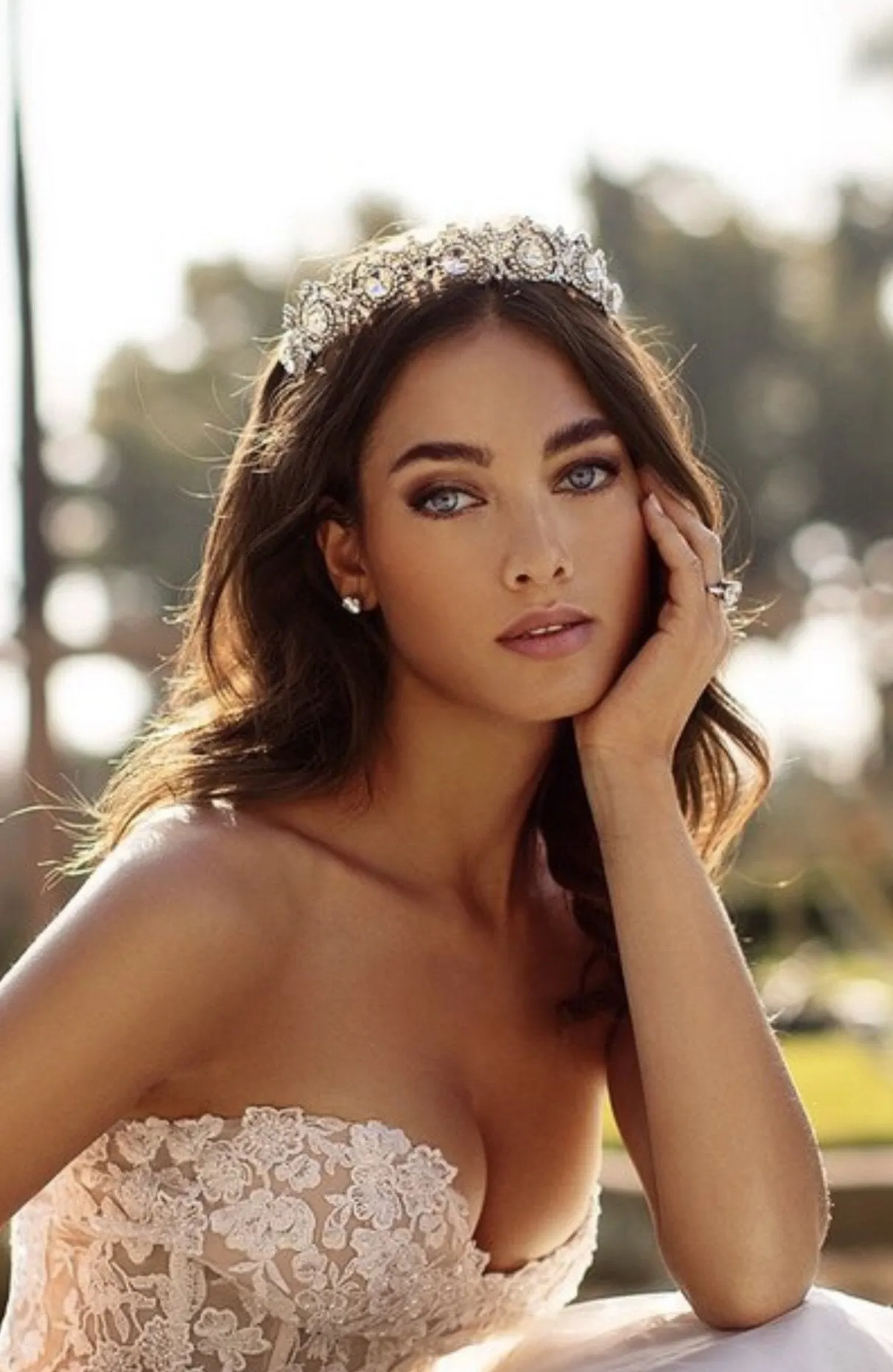 NOBLESSE Rose Gold Swarovski Crystal Wedding Tiara