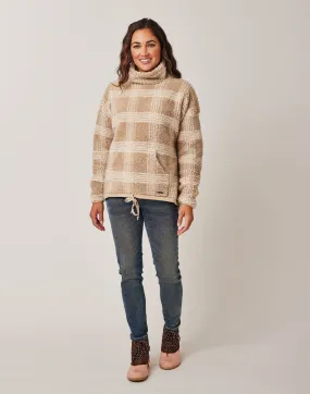 Roley Jacquard Cowl: Lt. Khaki Plaid - FINAL SALE