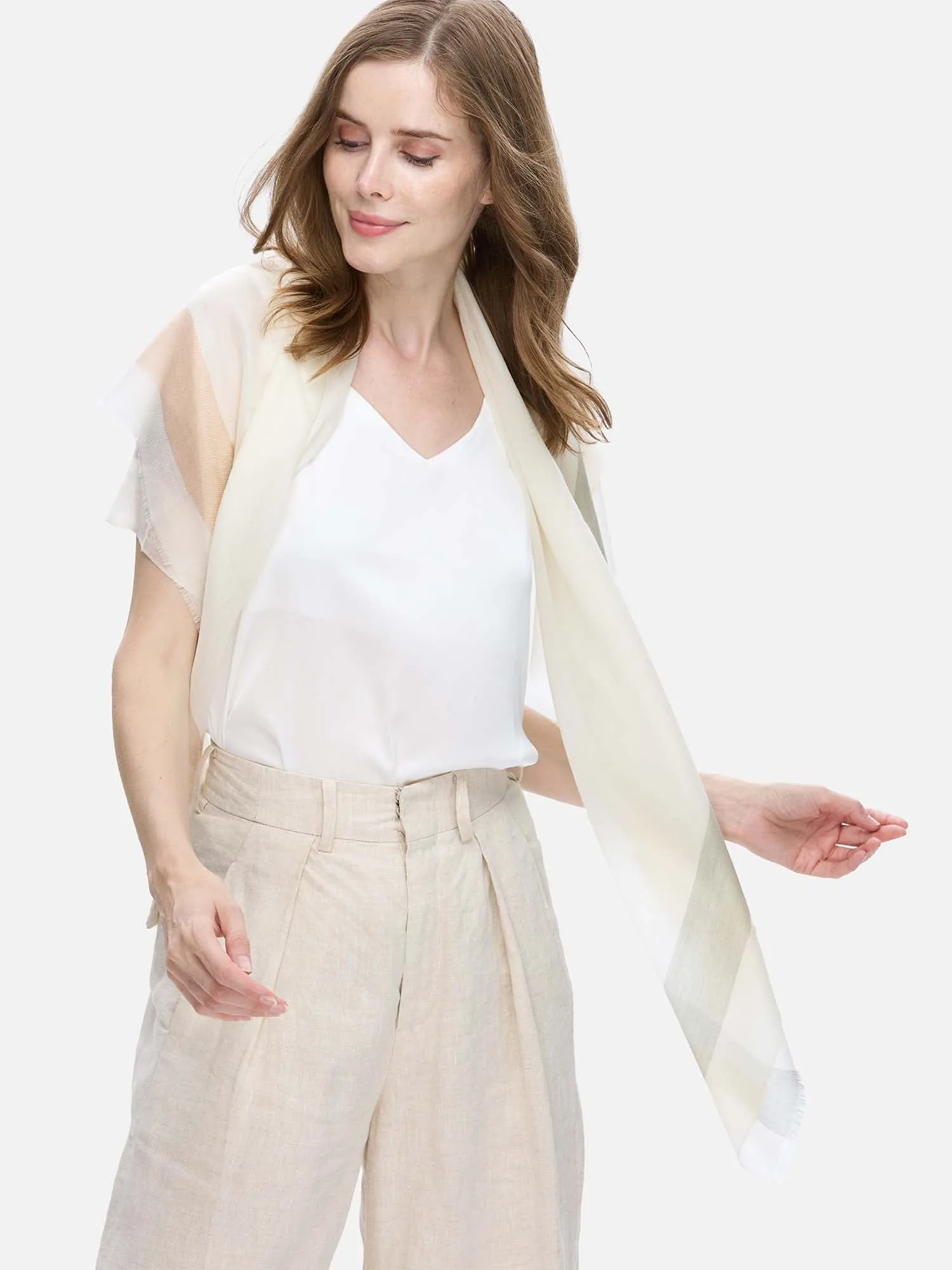 Square - Featherlight Ivory Cashmere Scarf