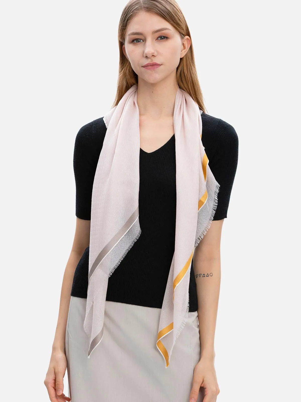 Square - Featherlight Pink Cashmere Scarf