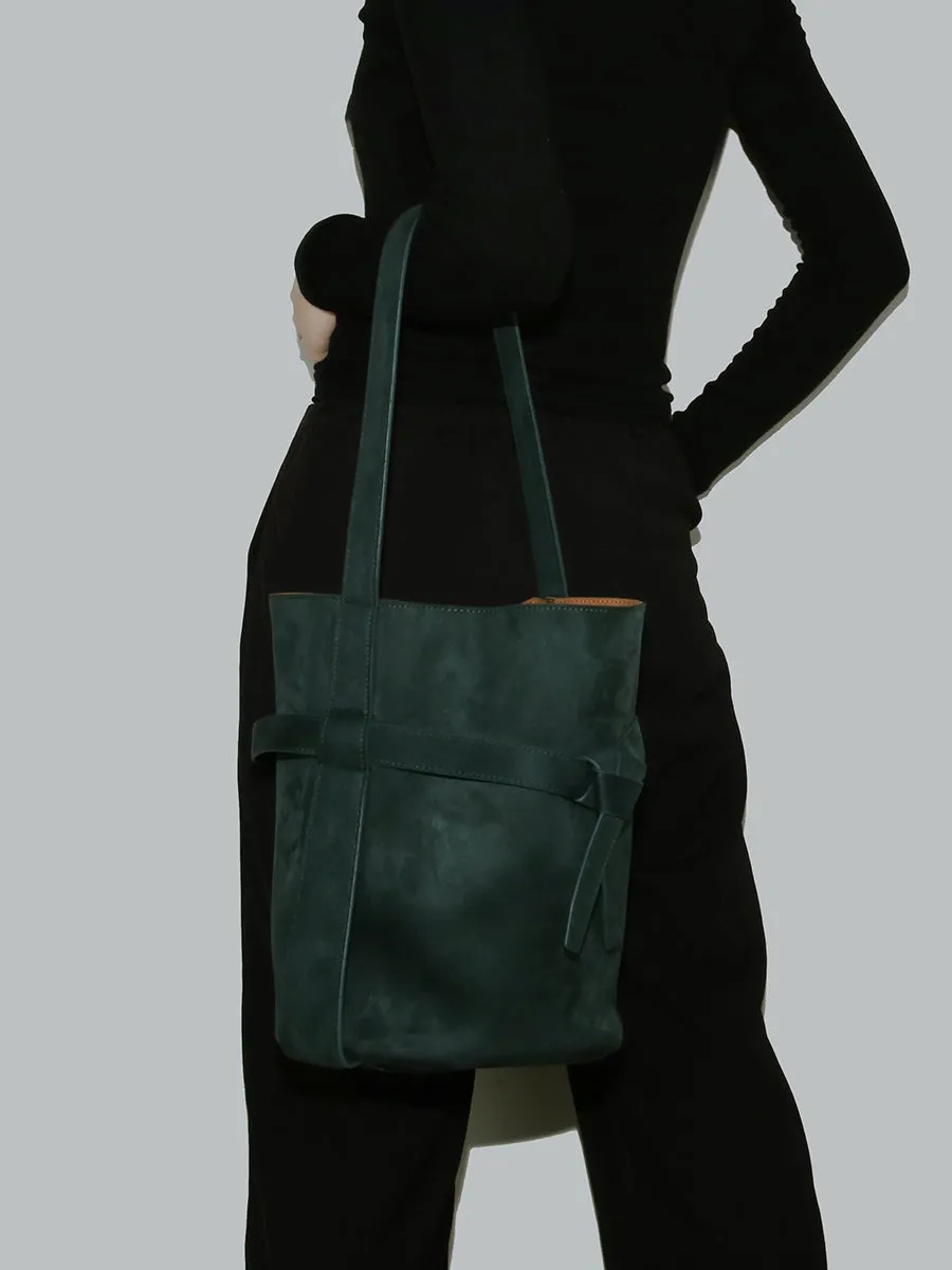 Suede Women's Bucket Bag in a Laid-back Style | Large Tote Bag for Commuting, Vintage Bucket bag in genuine leather