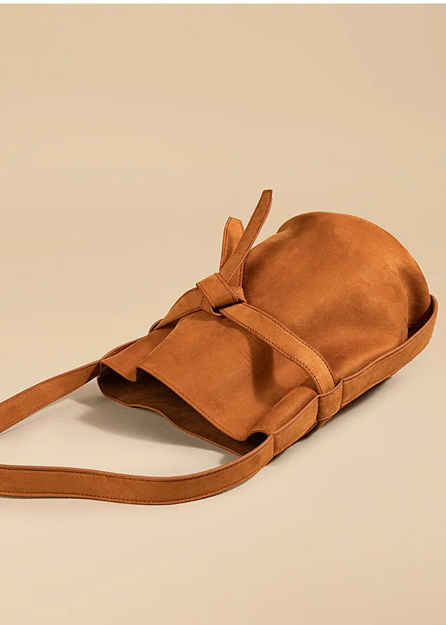 Suede Women's Bucket Bag in a Laid-back Style | Large Tote Bag for Commuting, Vintage Bucket bag in genuine leather